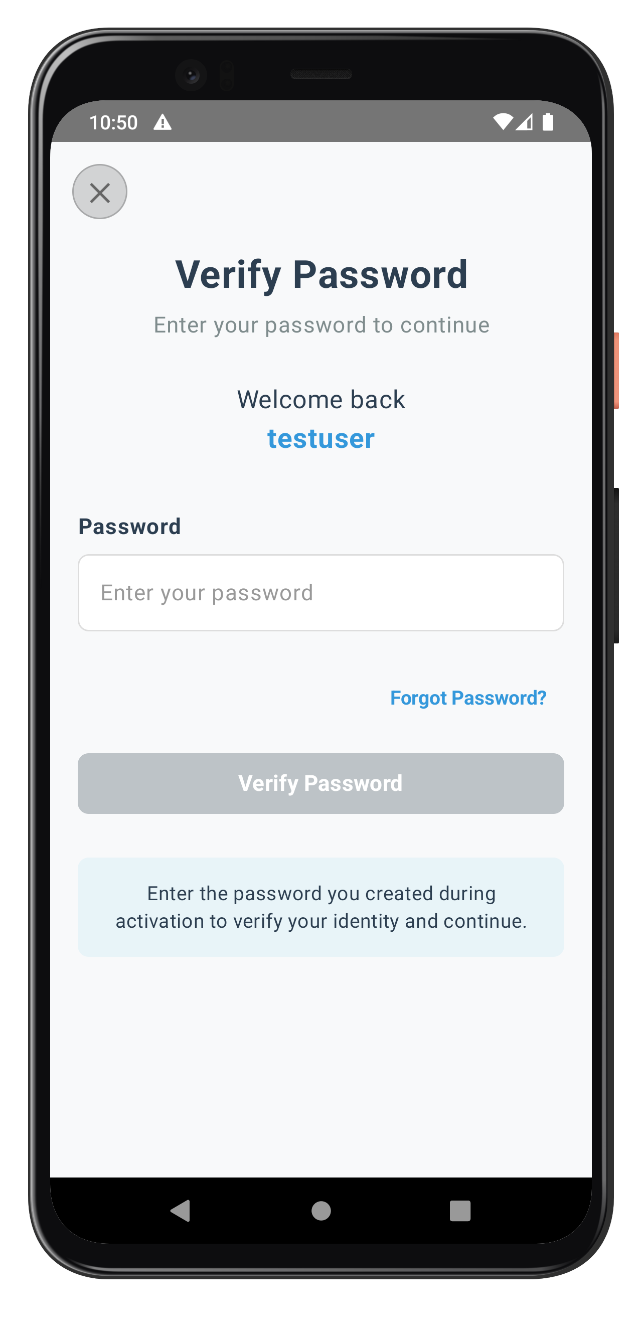 Forgot Password Screen