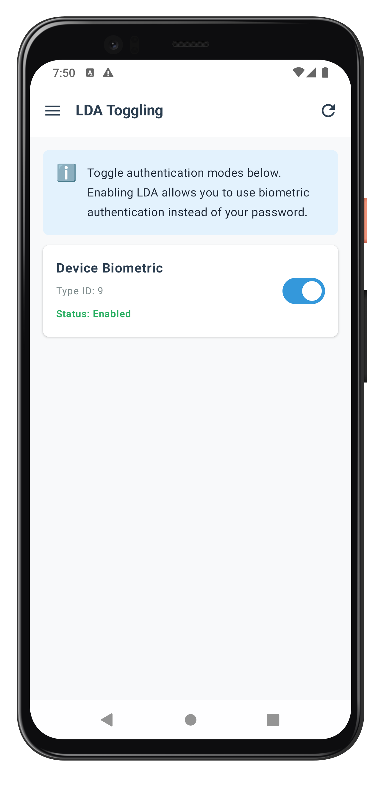 Android LDA Toggling Screen