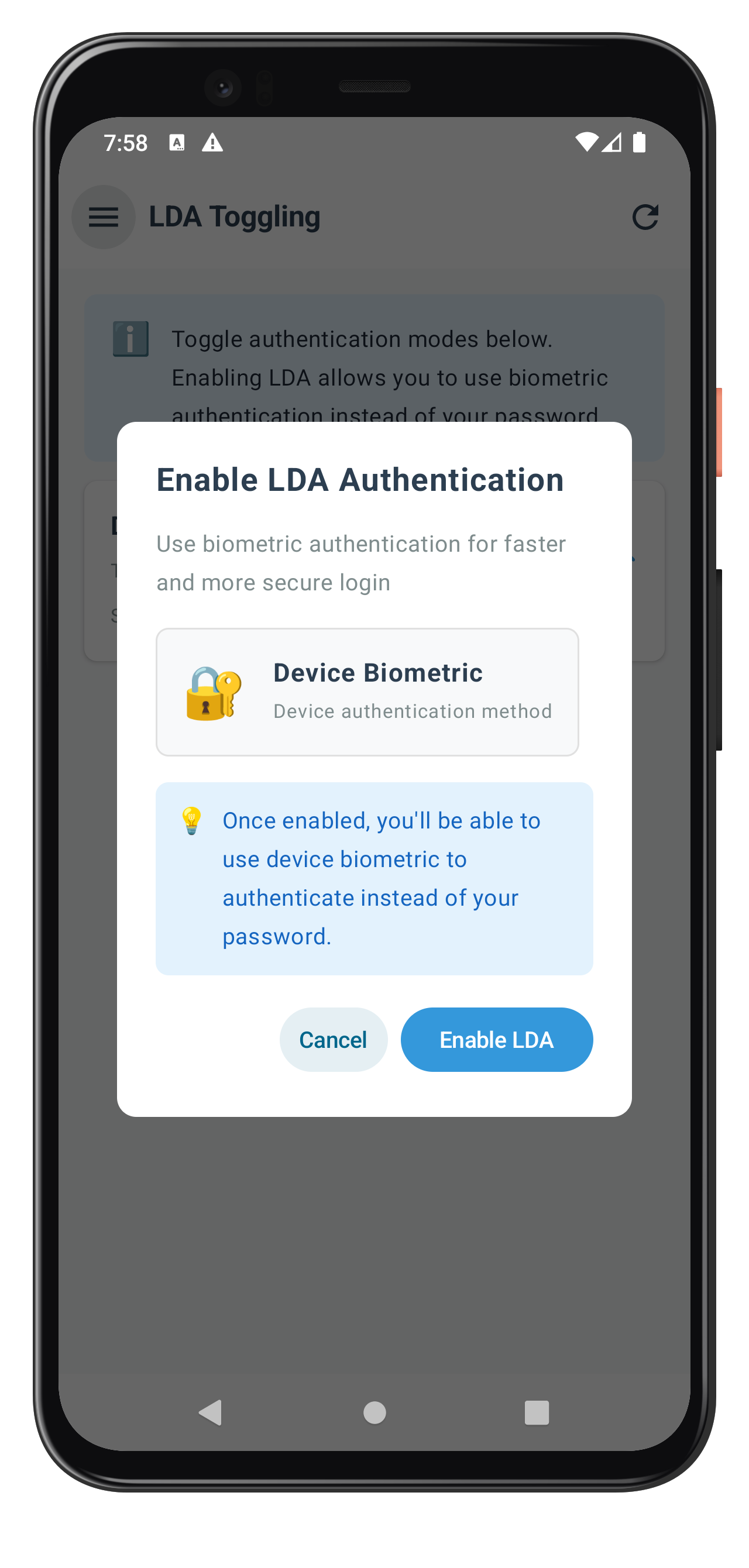 LDA Consent Dialog (Mode 16)