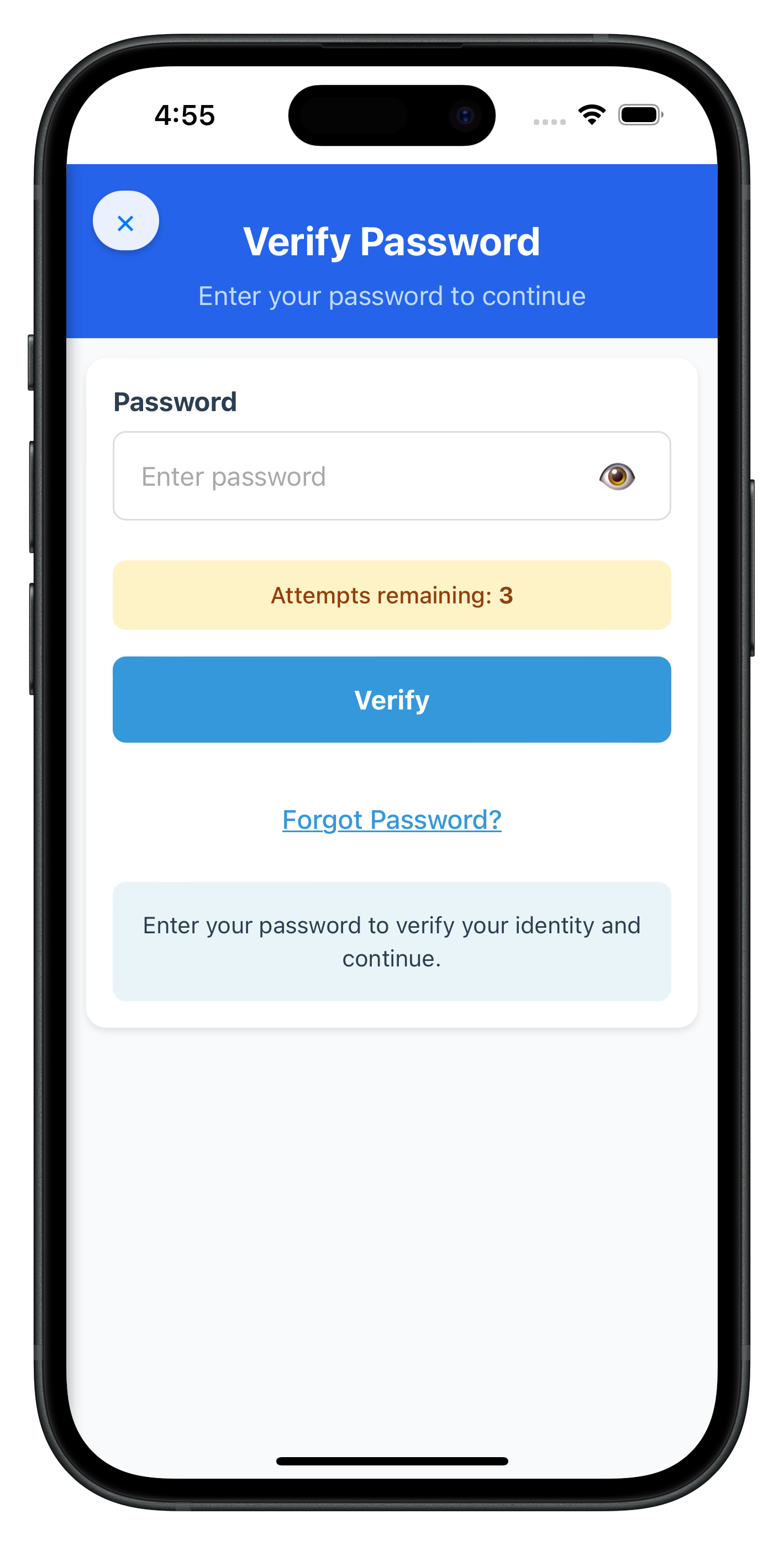 Forgot Password Screen