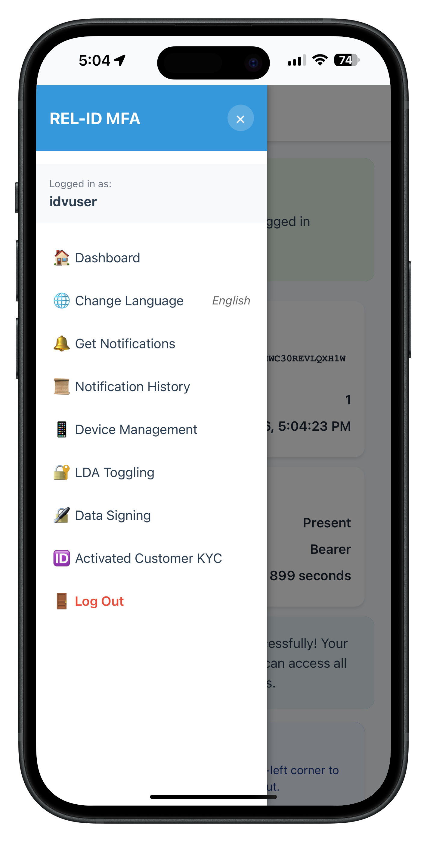 Drawer Menu with KYC Item