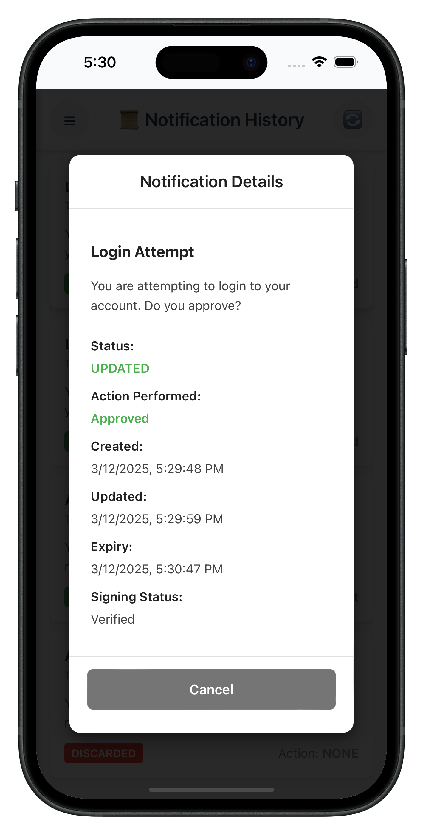 Notification History Details