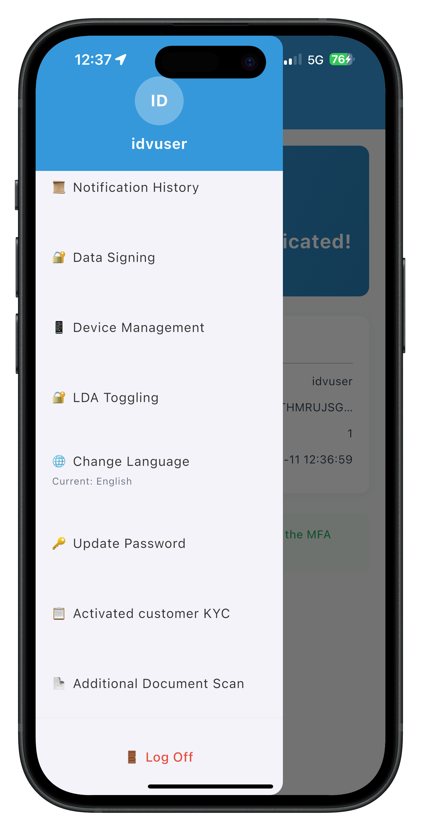 Drawer Menu with Additional Document Scan Item