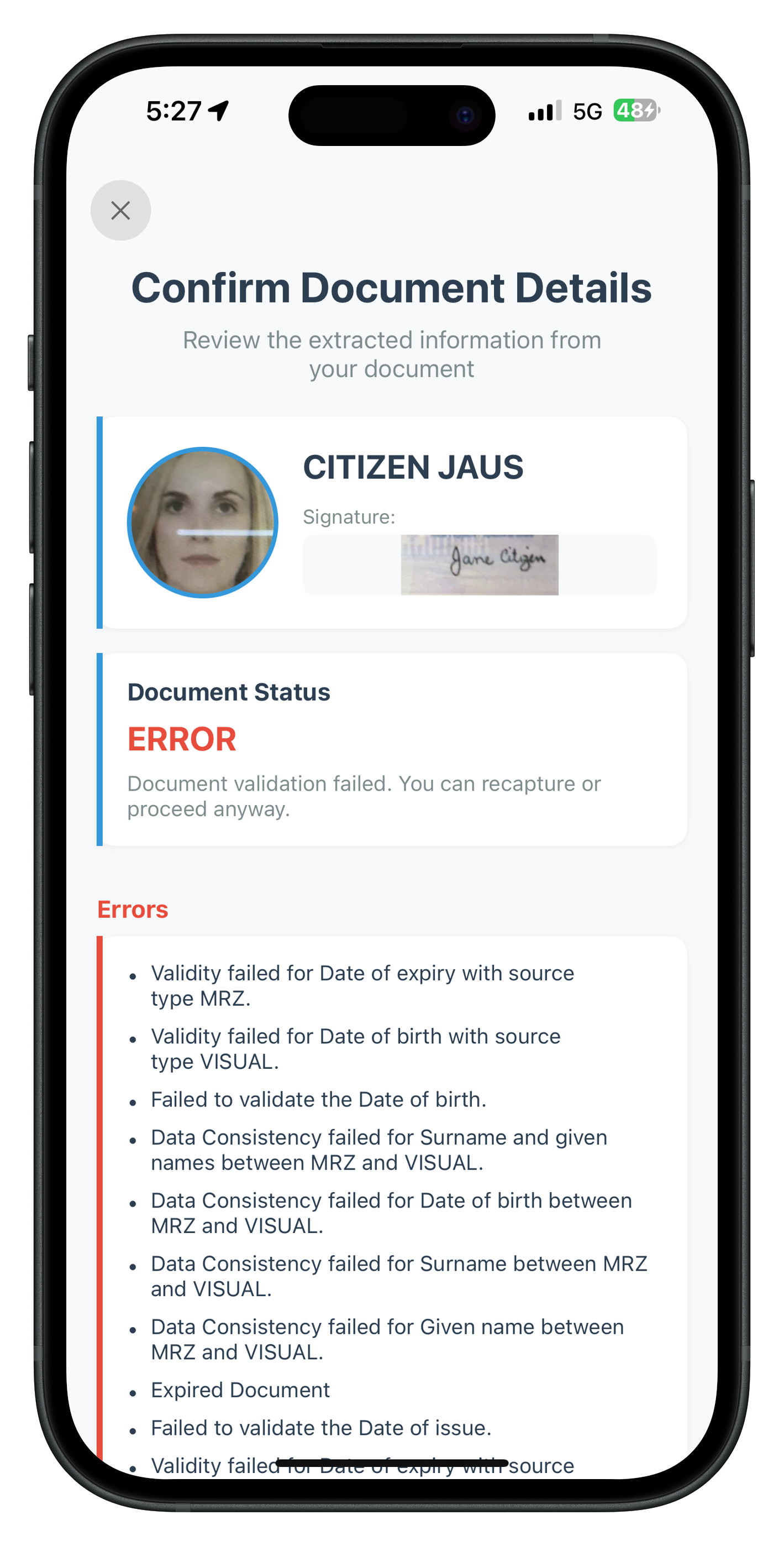 iOS Document Details - Success State