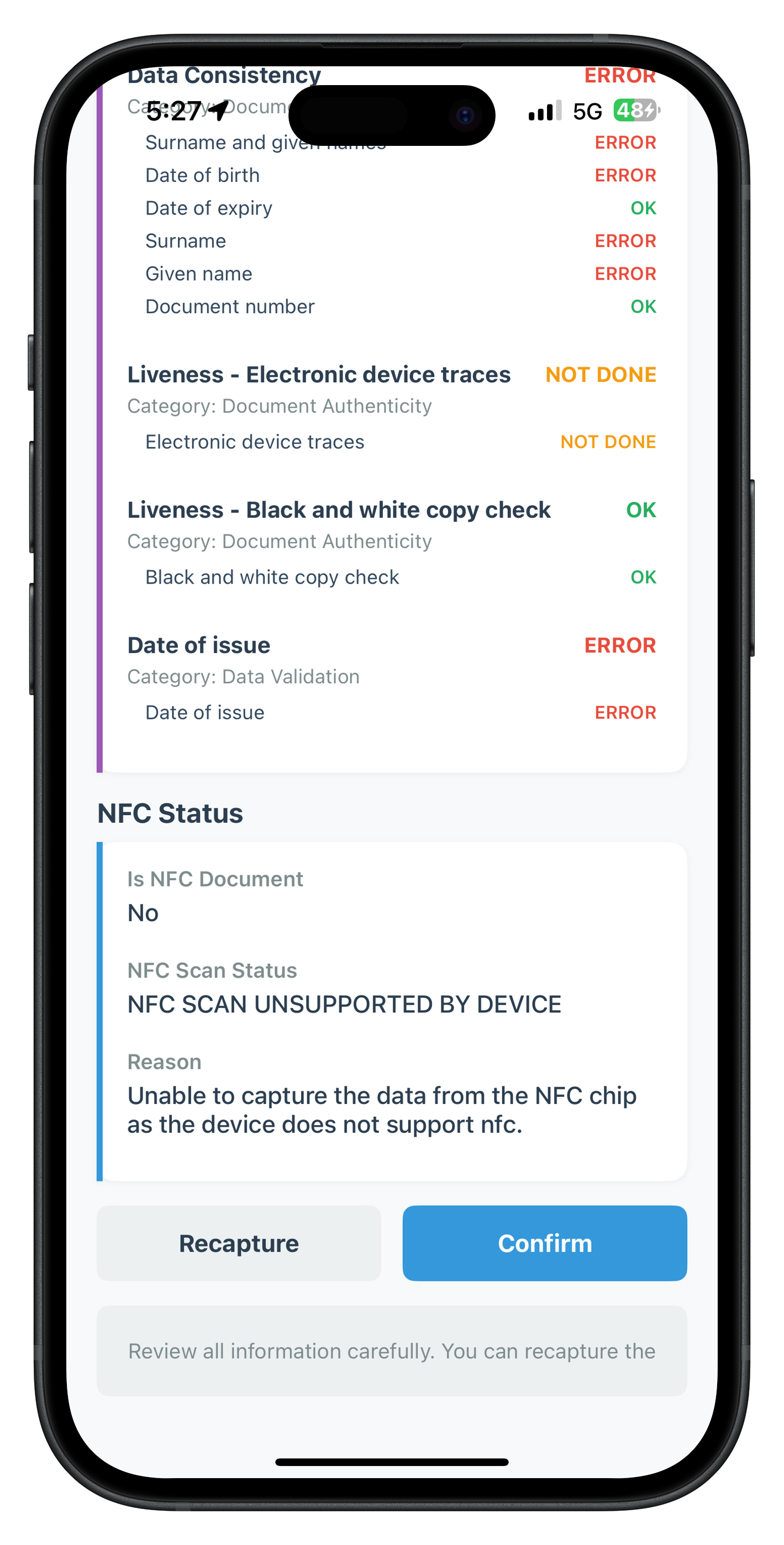 iOS Document Details - Error State