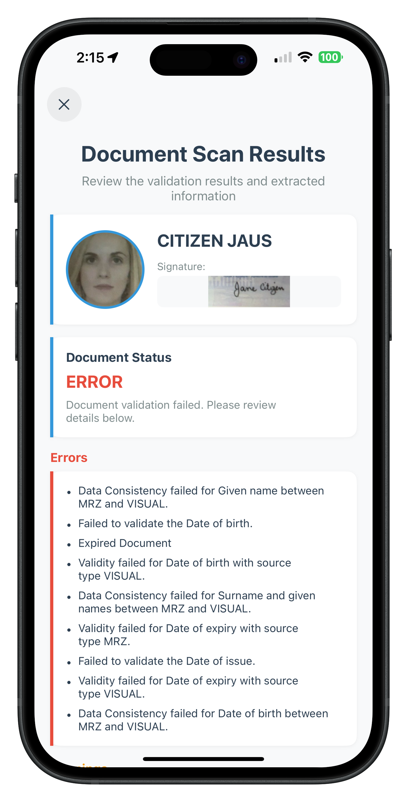 Result Screen - Top Portion
