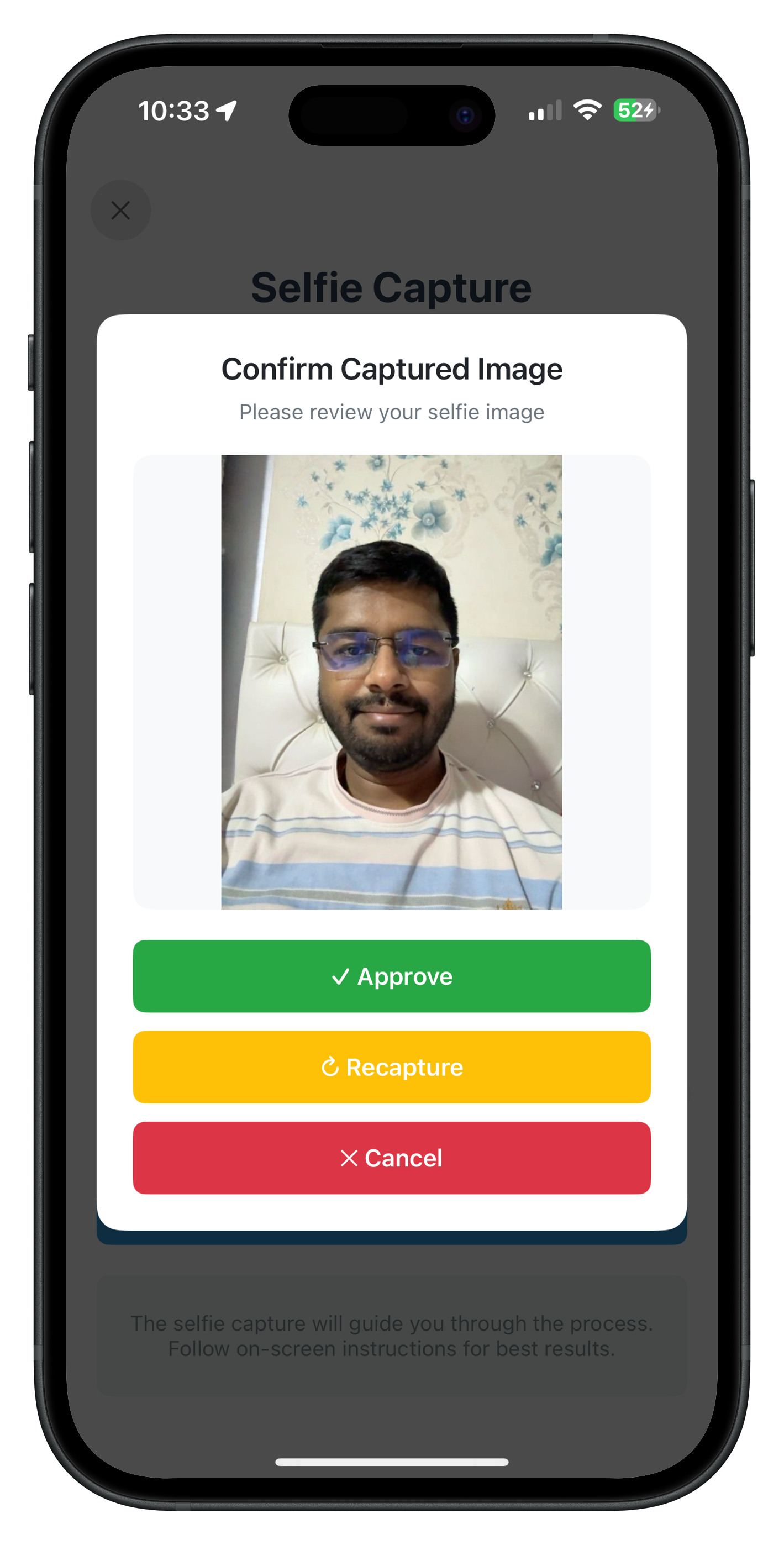 Biometric Opt-In Captured Frame Confirmation Modal