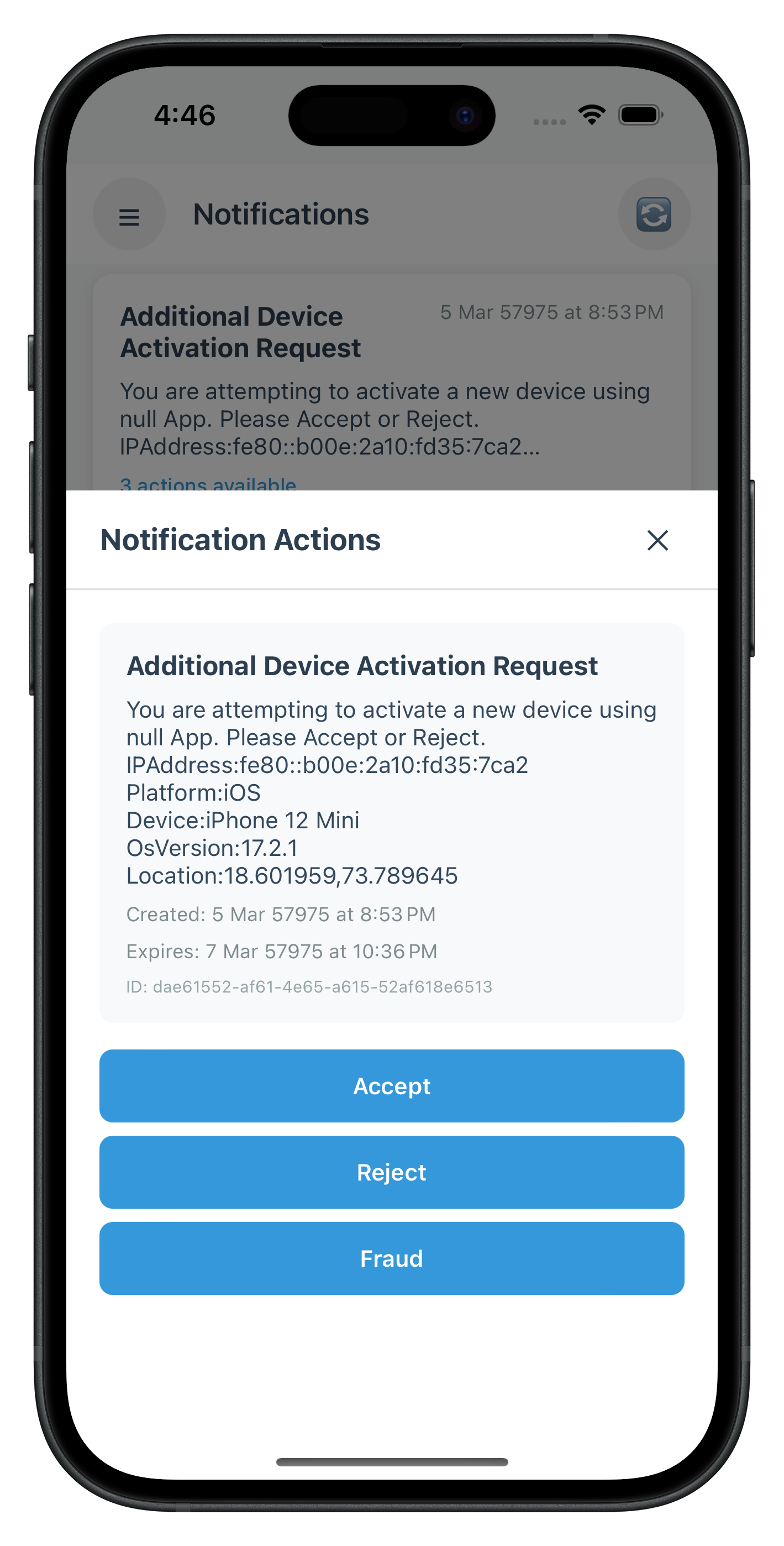 Get Notifiction Actions Screen