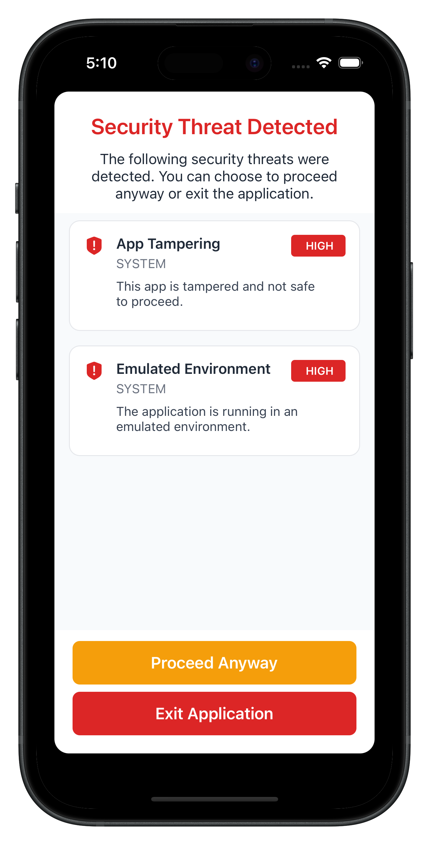 Mobile Threat Detection Screen
