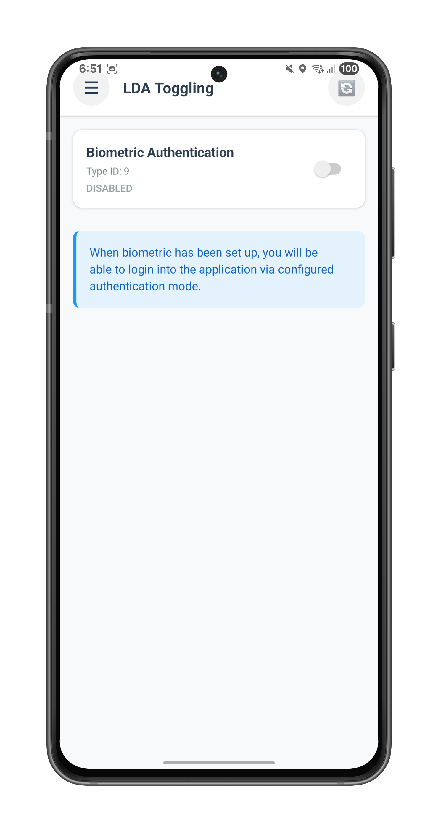 LDA Toggling Screen