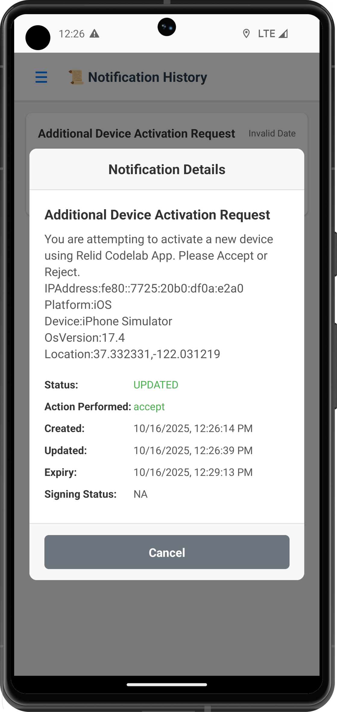 Notification History Details